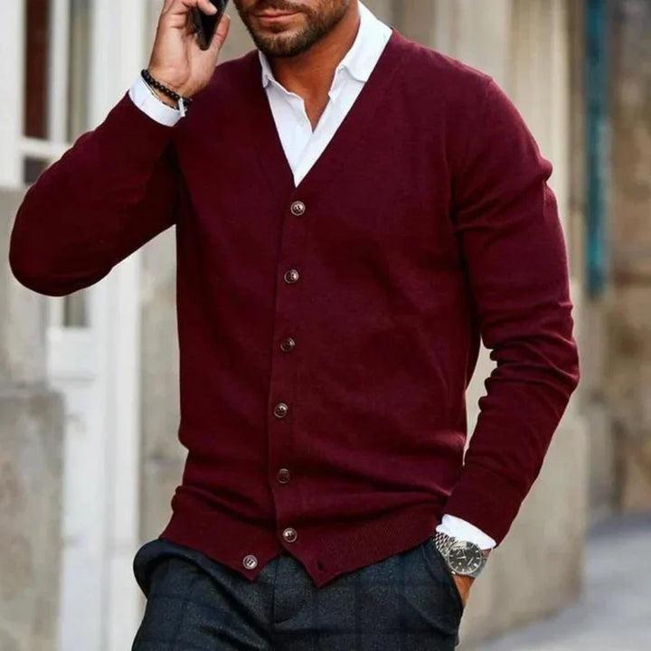 Bomull Herre Cardigan i Casual Stil