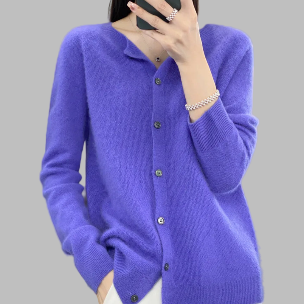 Women's cardigan with O-neck