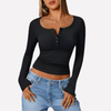 Kvinners Langermet Henley Top