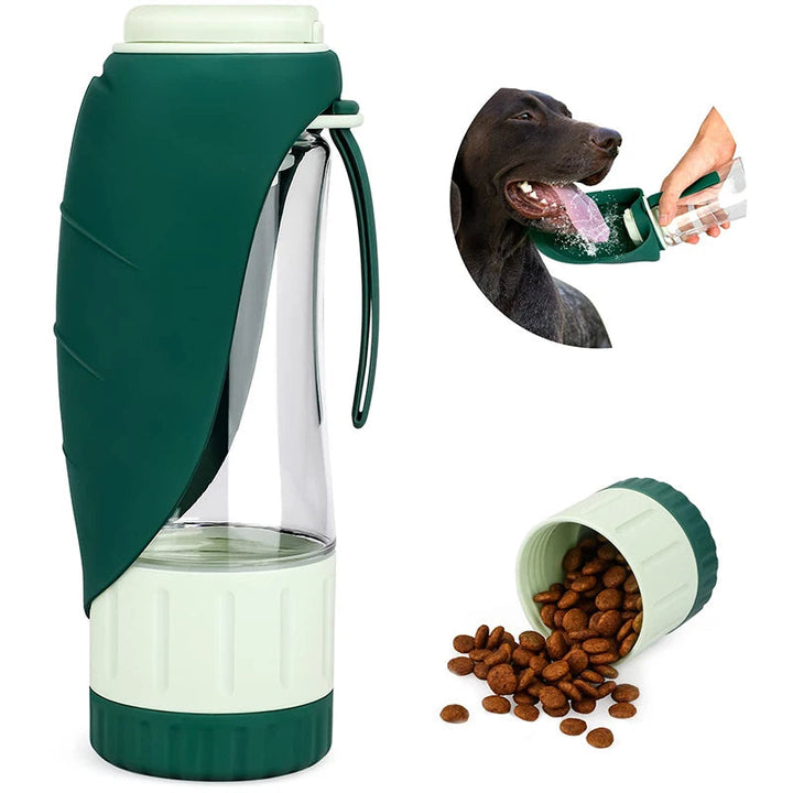 Tragbare Wasser- und Futterflasche für Hunde mit 2-in-1-Design