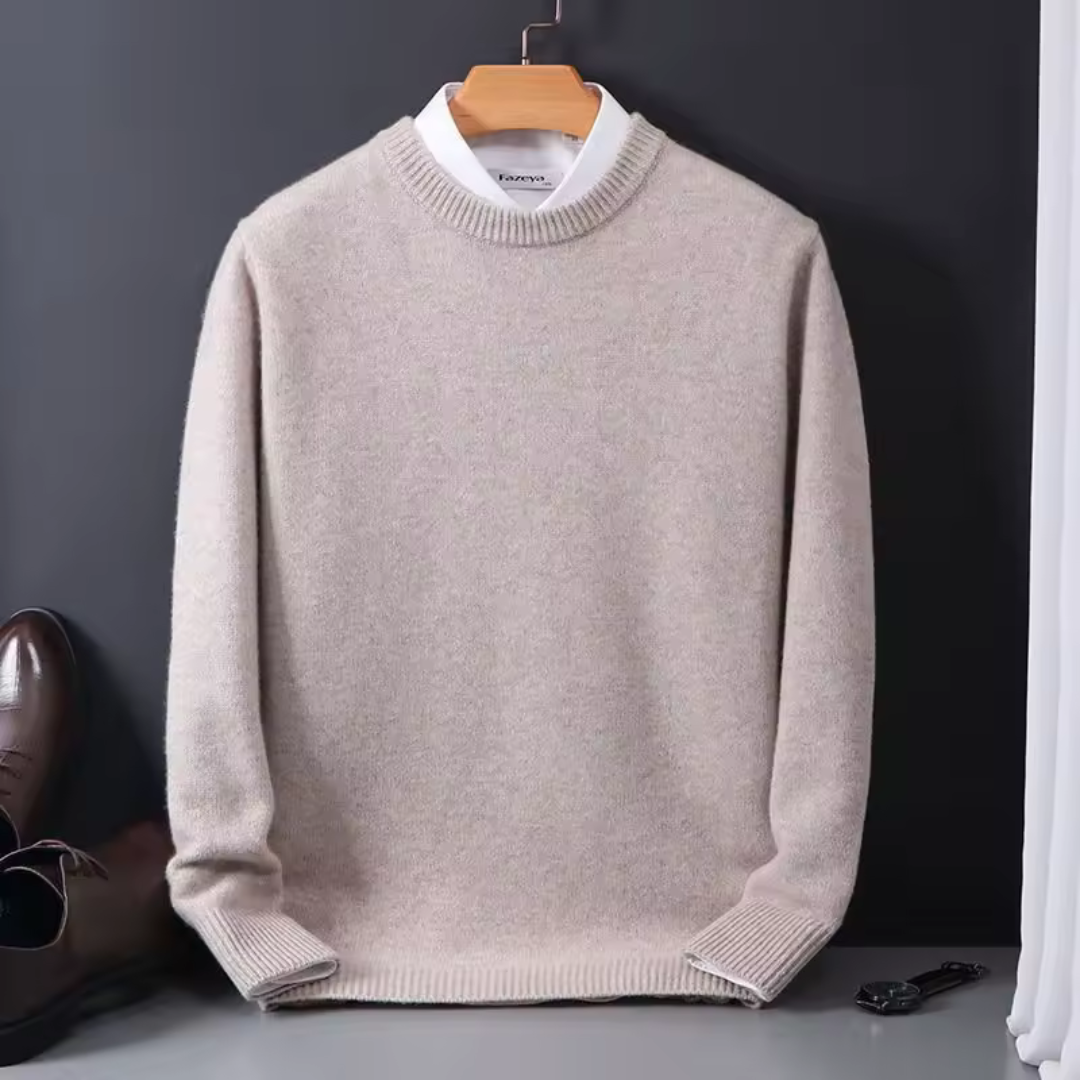 Klassisk Fin Ull-Blanding Menns Pullover