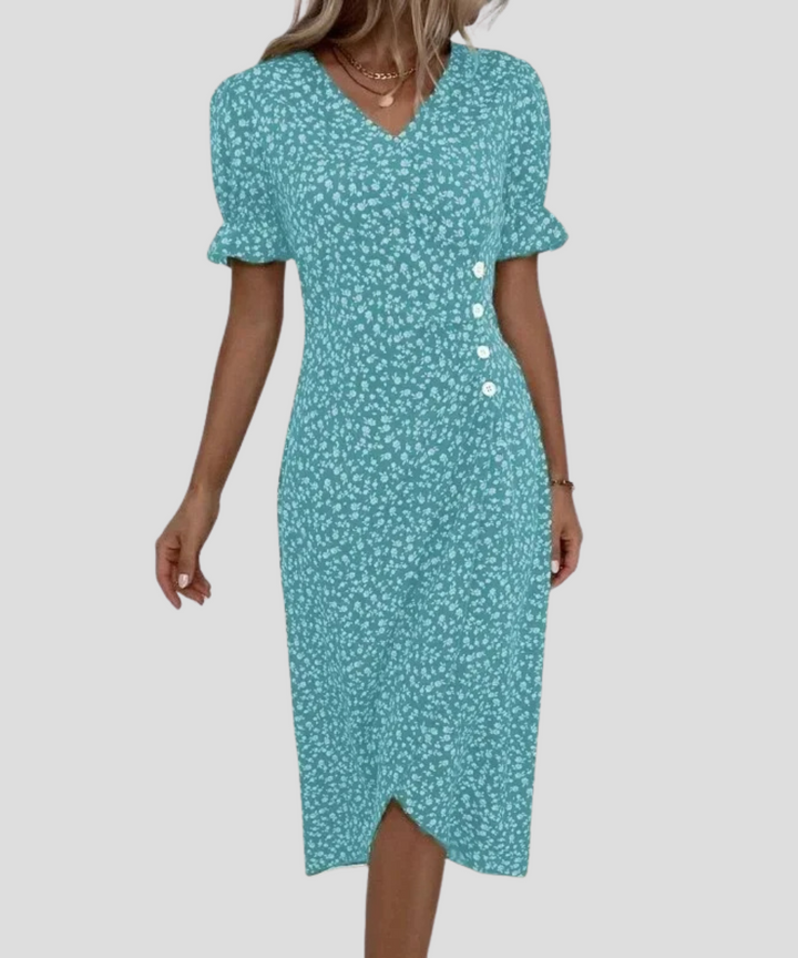 Elegant blomster-midikjole for kvinner