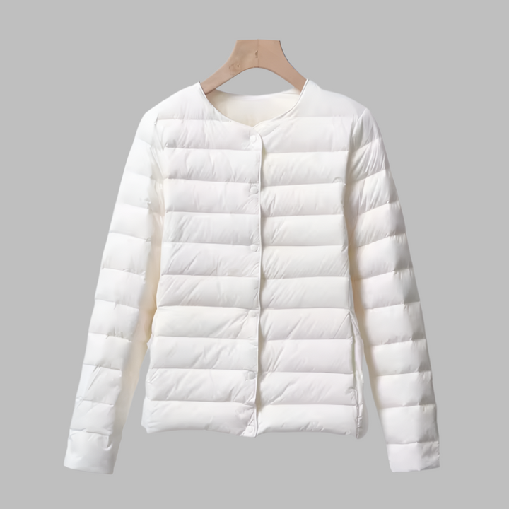 Portable puffer without collar for spring and winter