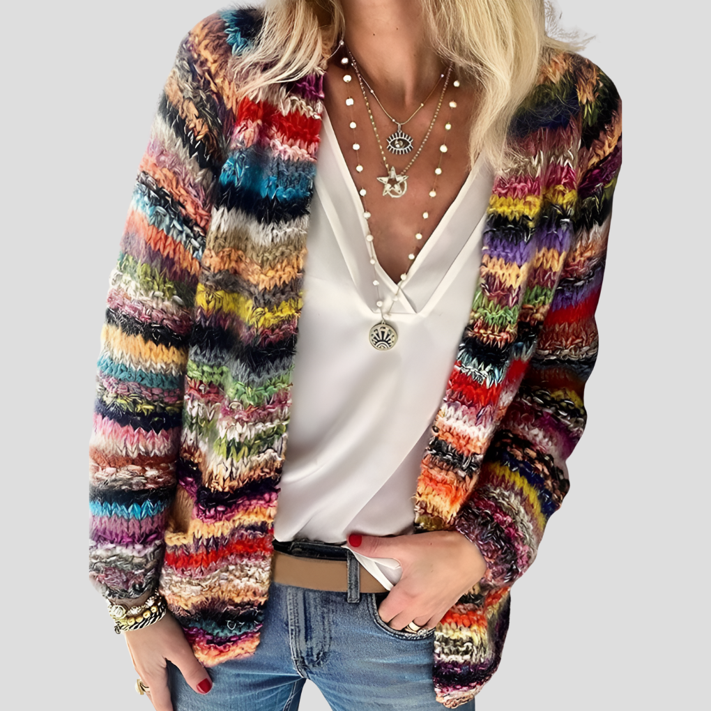 Strikket fargerik cardigan