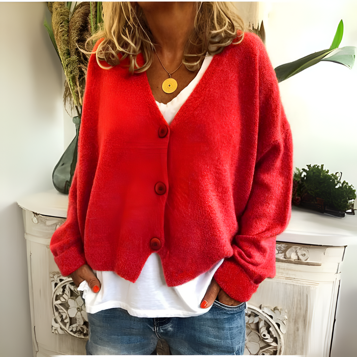 Soft knitted cardigan with relaxed fit for women