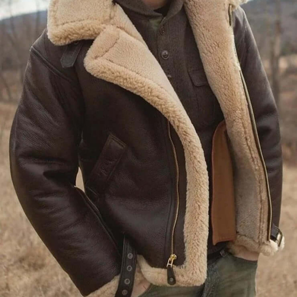 Shearling saueskinn flyjakke