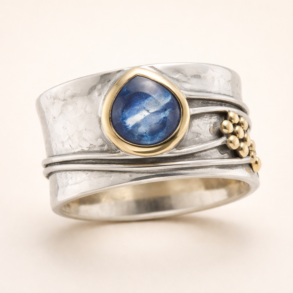 Aurélia Vintage Ring med blå stein