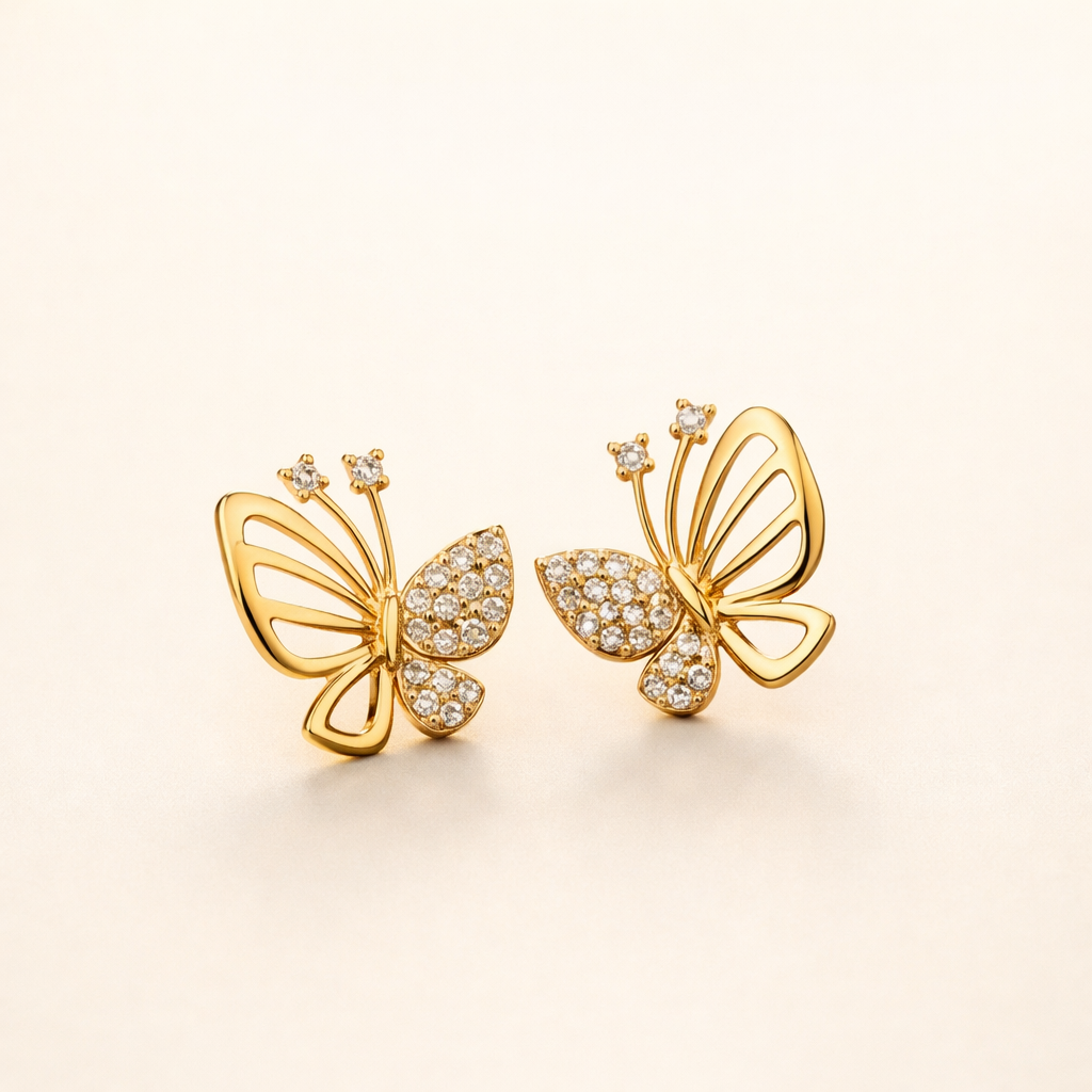 Elegante Zirkonia Sommerfugl Stud-øredobber