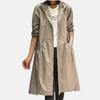 Waterproof hooded jacket for women, knee-length