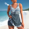 Aztec Print Ruched Tankini Swimdress for women