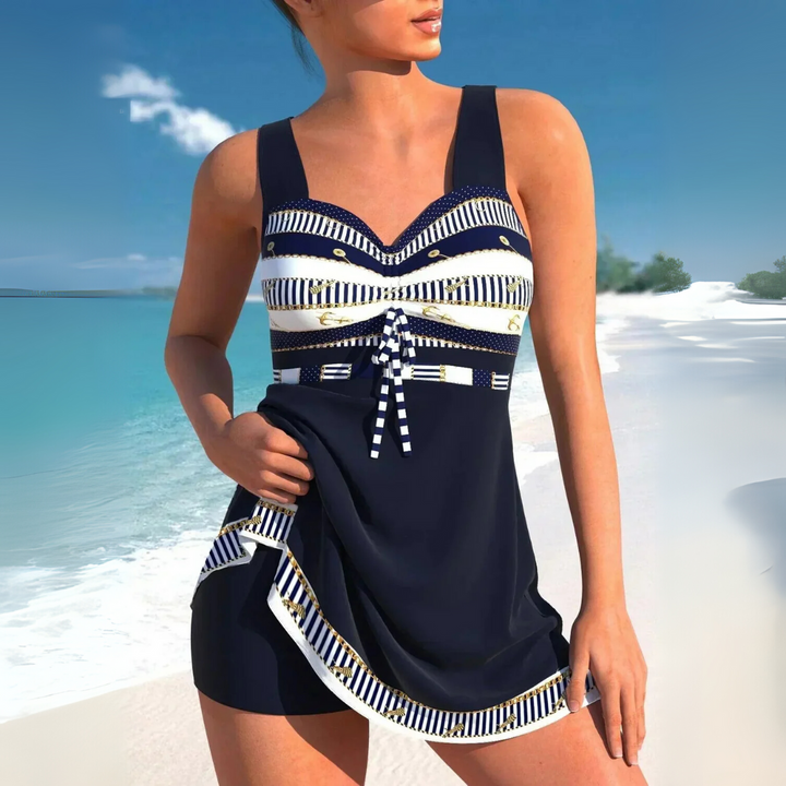 Aztec Print Ruched Tankini Swimdress for women
