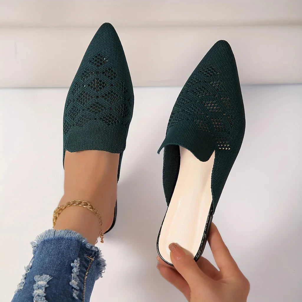 Knitted flat mules for women