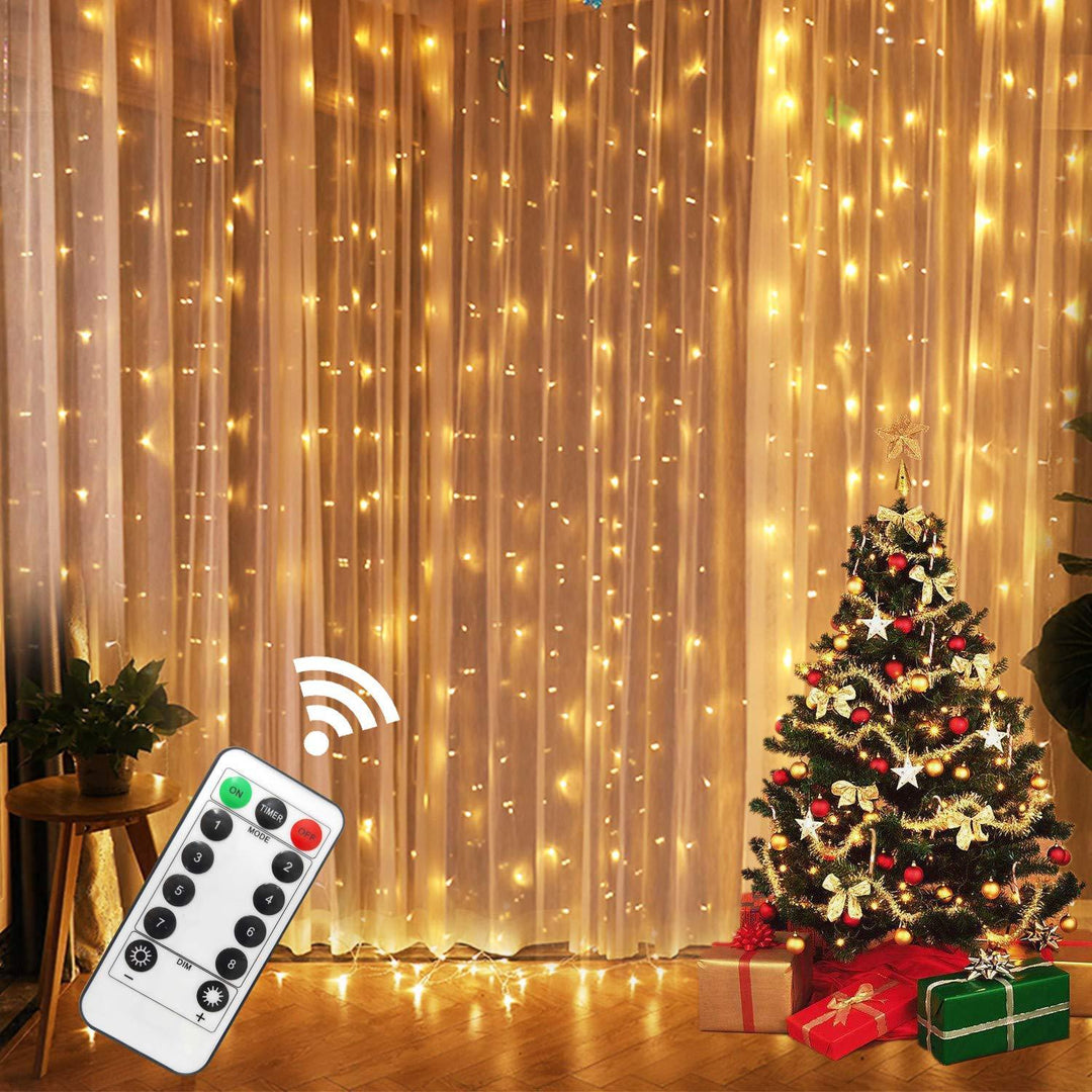 LED-lysgardin med USB og fjernkontroll