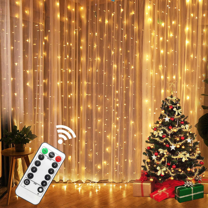 LED-lysgardin med USB og fjernkontroll