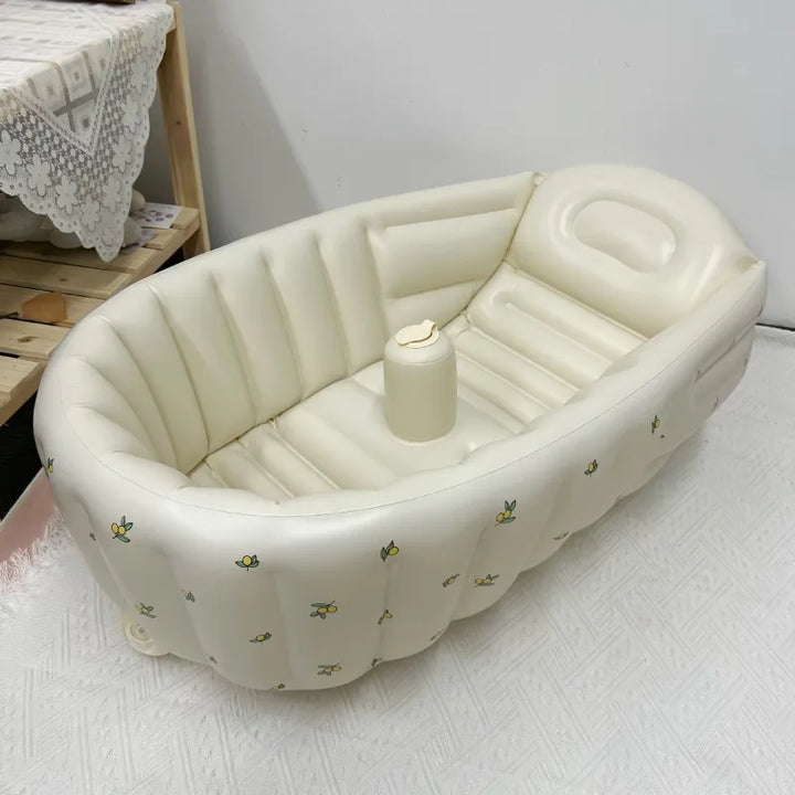 Oppblåsbart badekar for baby, for reise