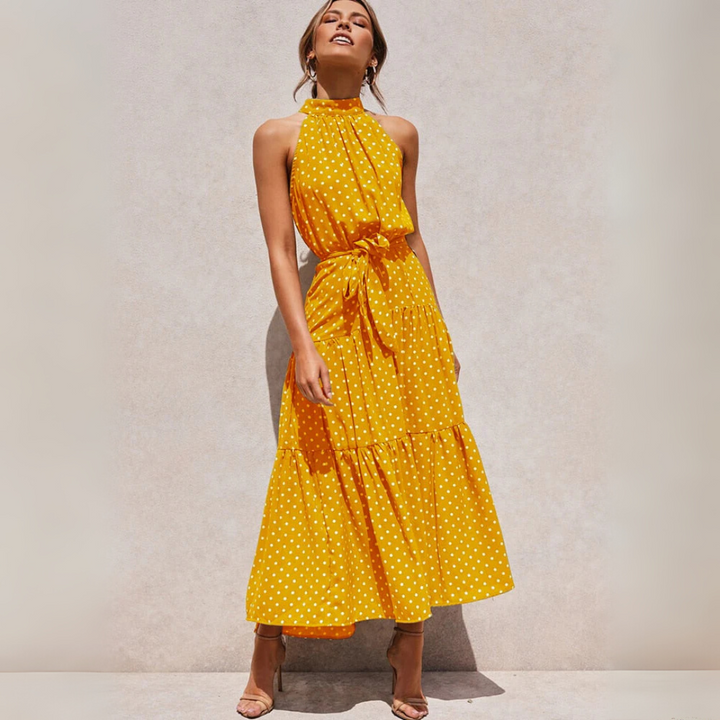 Polka Dot Fit-and-Flare Midi Dress