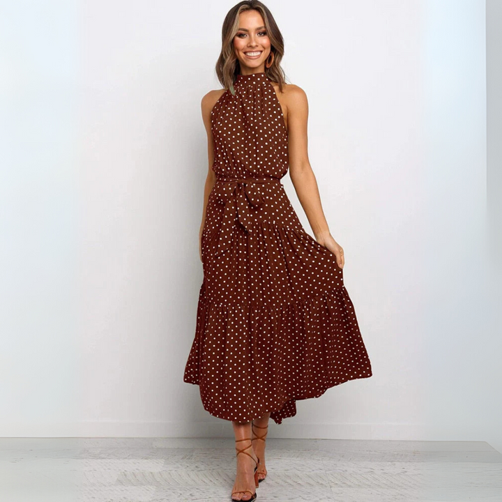 Polka Dot Fit-and-Flare Midi Dress