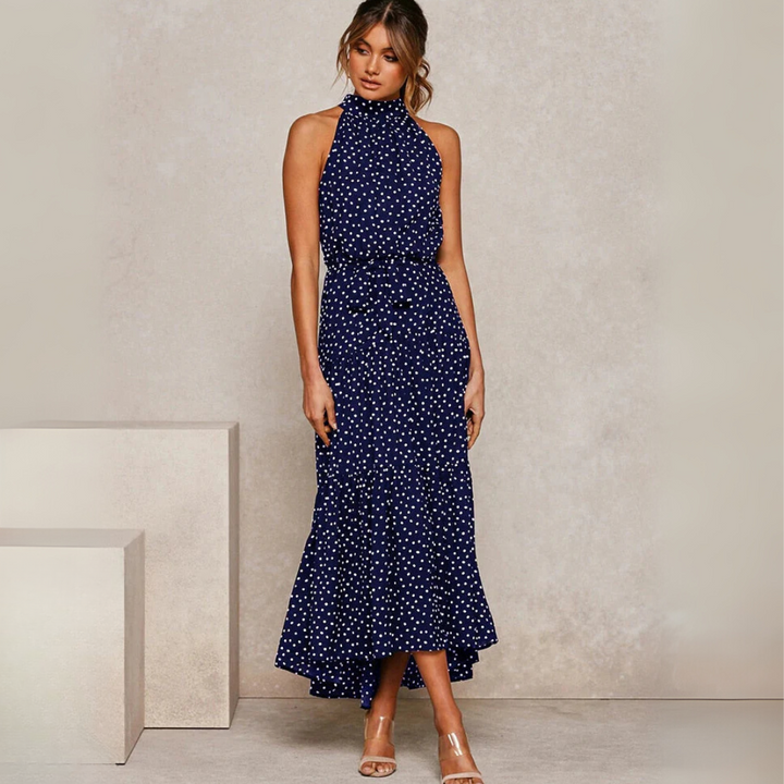Polka Dot Fit-and-Flare Midi Dress