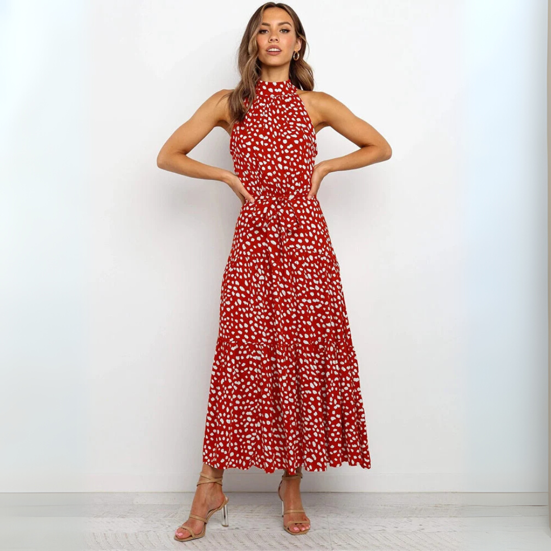 Polka Dot Fit-and-Flare Midi Dress