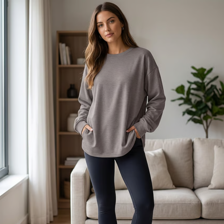 Kvinners Oversized Langermet Skjorte
