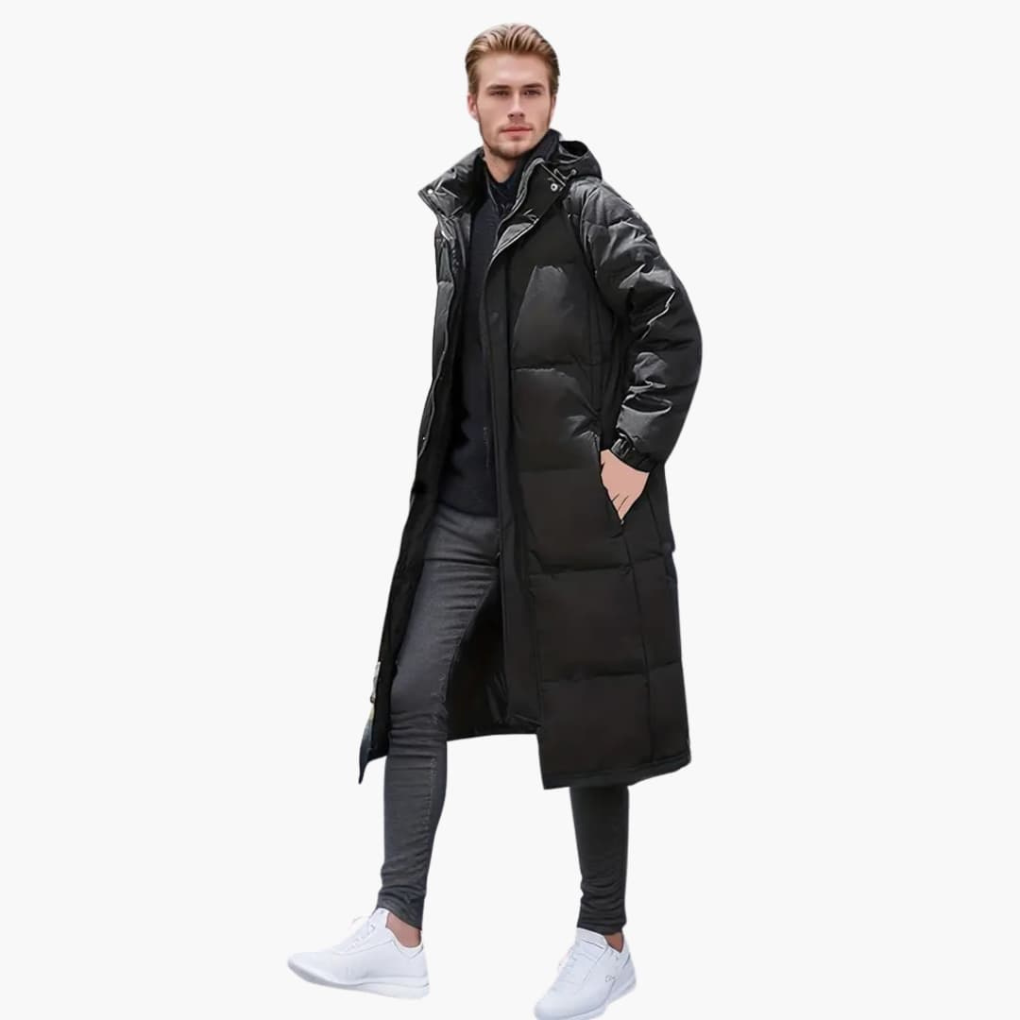 Menns Padded Jakke for Vinter med Full Glidelås