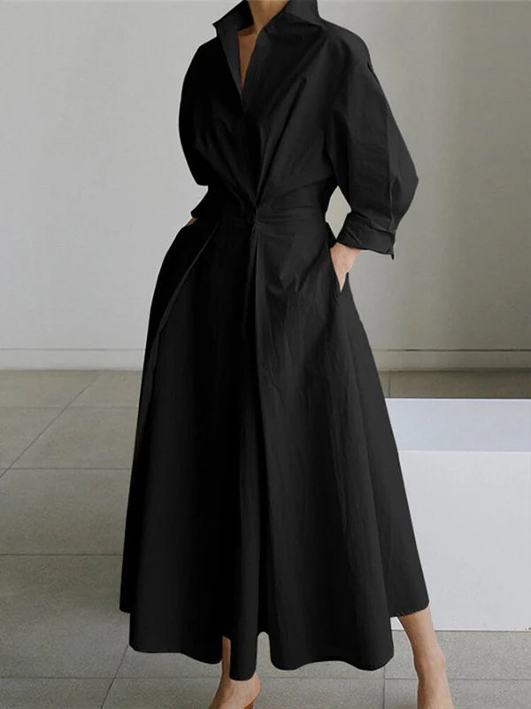 Elegant Maxi-kjole med Vintage Halslinje