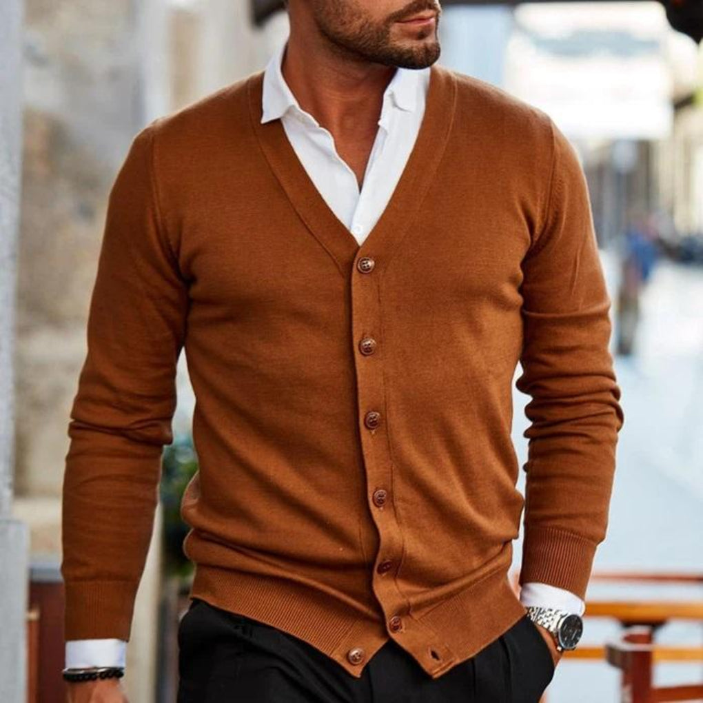 Bomull Herre Cardigan i Casual Stil