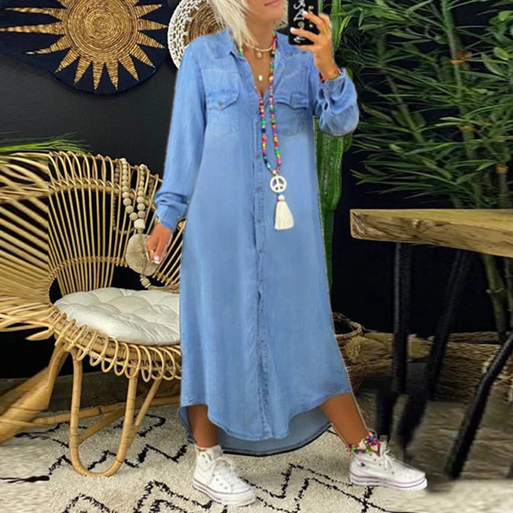 Long-sleeved denim dress for effortless everyday style