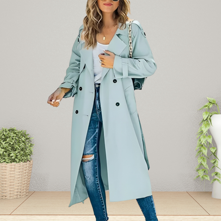 Kvinners Trench Coat Mid-Season Jakke