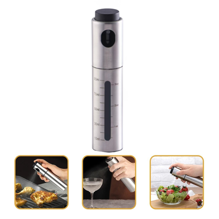 CULINARA FineMist oljespray | Sprayflaske i rustfritt stål, 100 ml | For olje, eddik og grilling | Etterfyllbar og doserbar