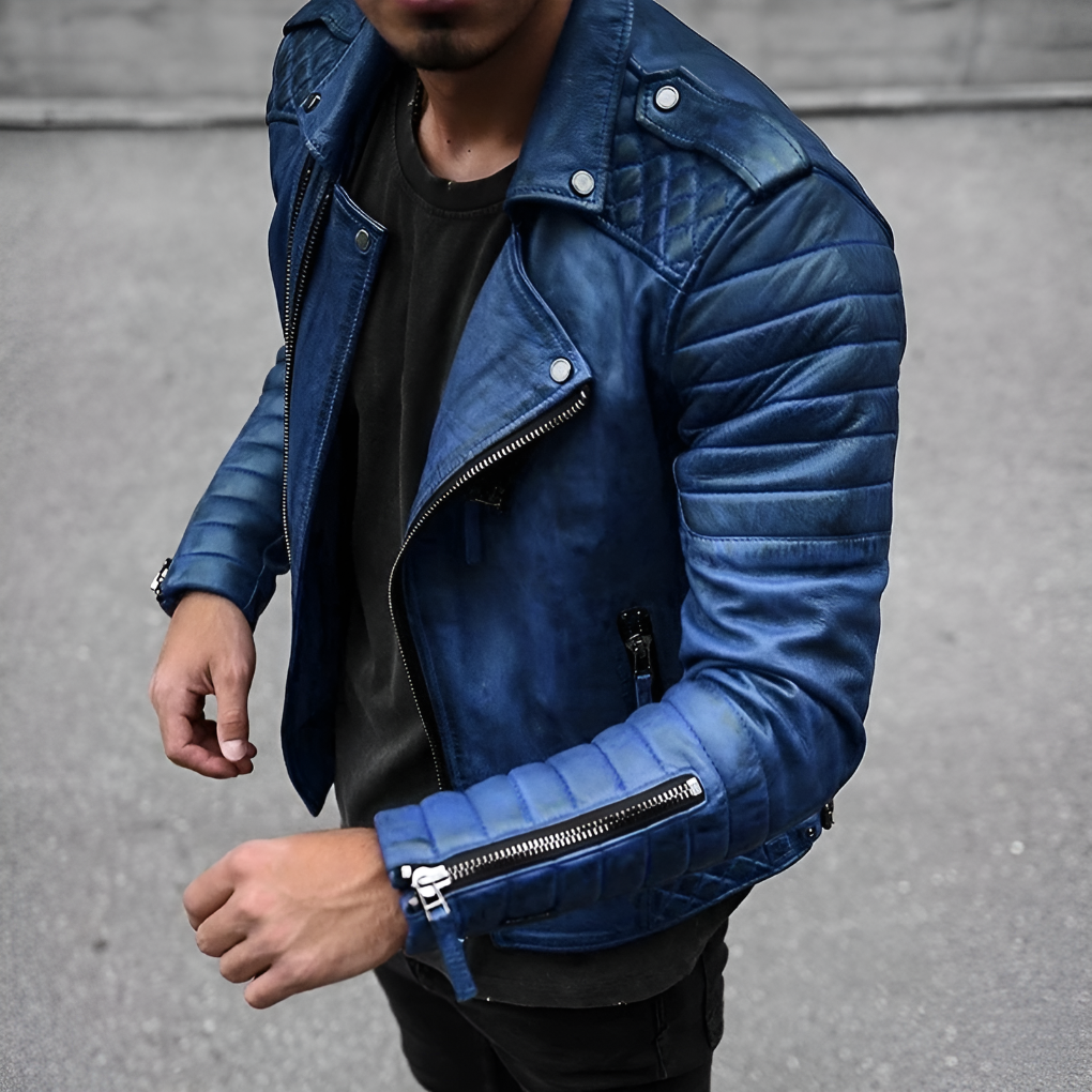 Rider biker jacket in genuine leather