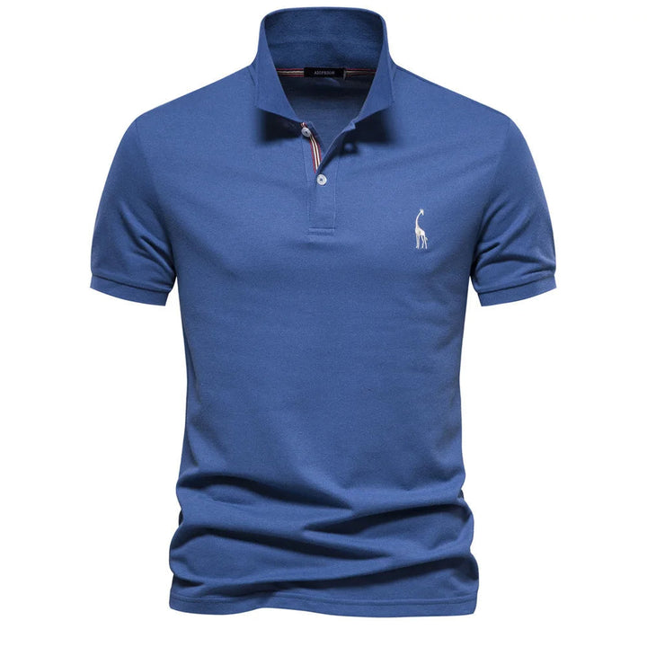 Luxurious cotton polo with deer embroidery