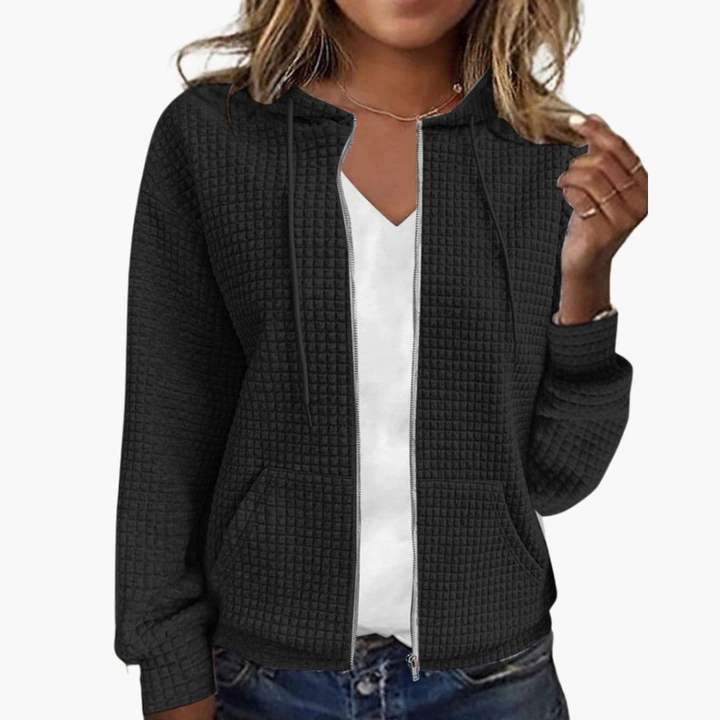 Kvinne Zip-Up Hettegenser med Drawstring Hette