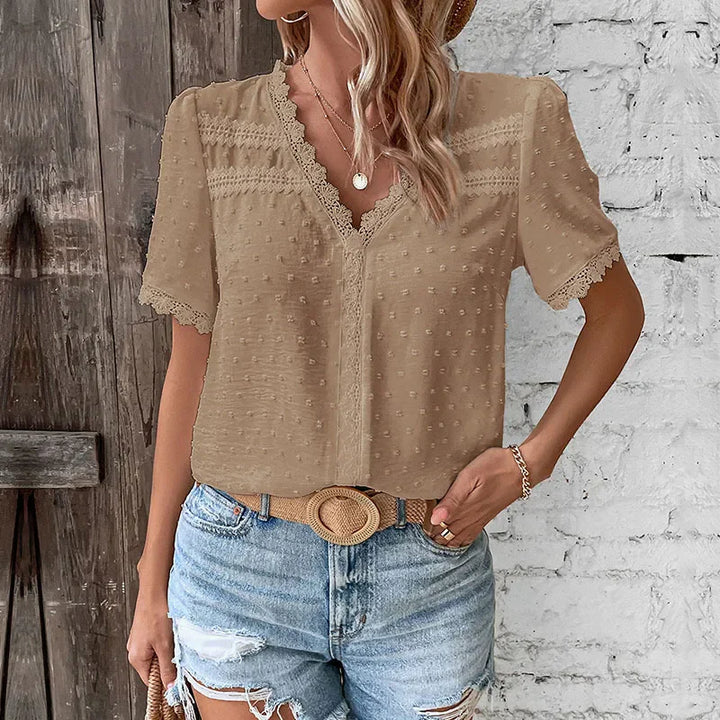 Blouse med kort ermet blonde