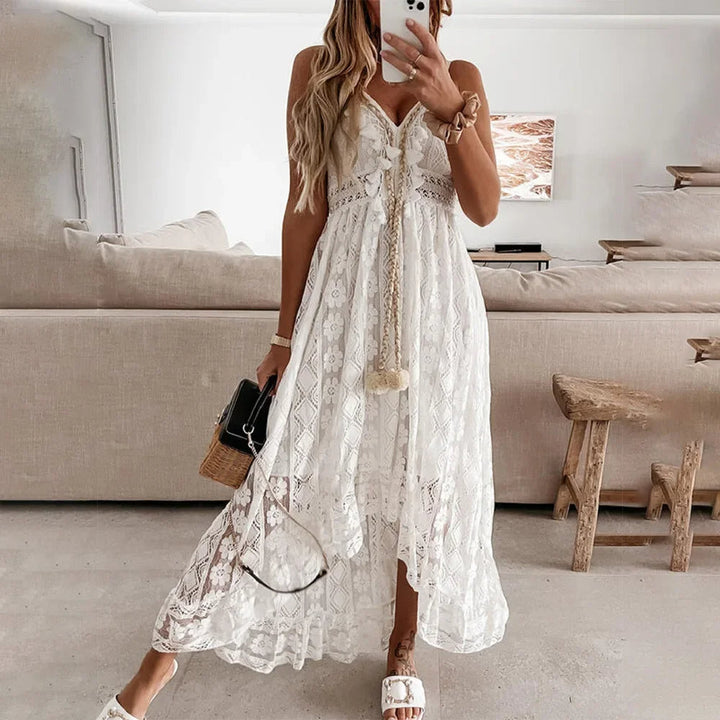 Bohemian blonde dress with tassels