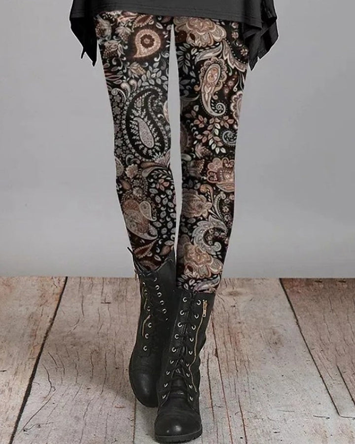 Bohemske retro-leggings med etniske mønstre – Ziva