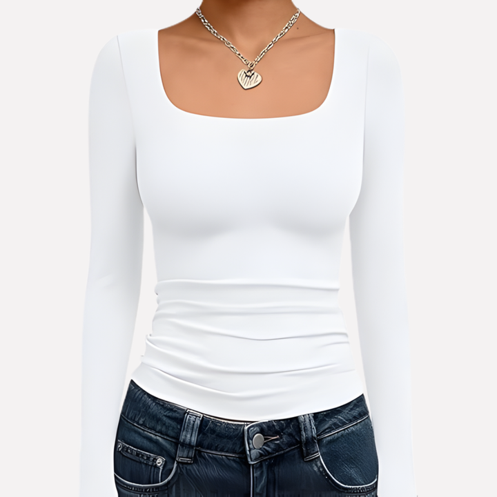 Kvinners Firkantet Hals Langermet Crop Top
