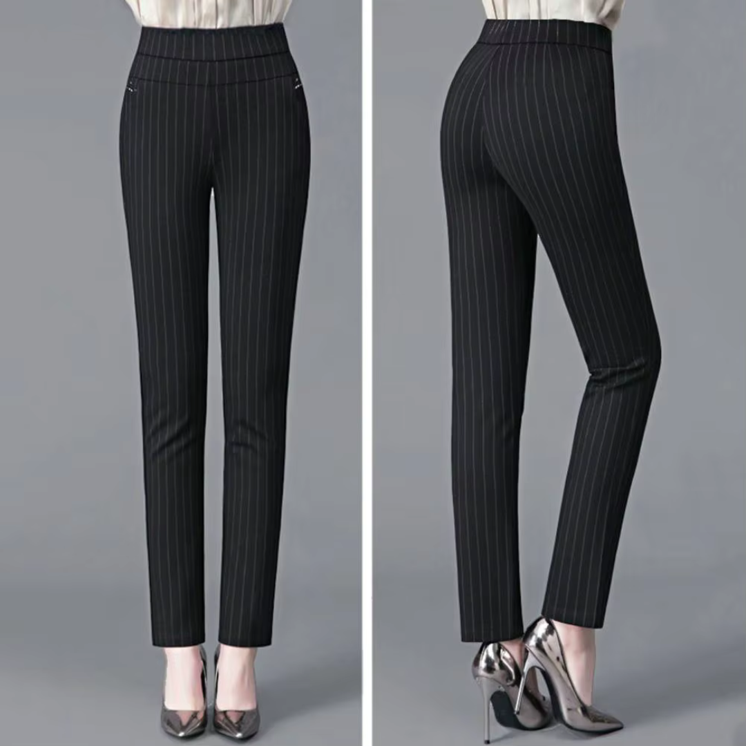 Stretch pants with high waist and comfortable fit