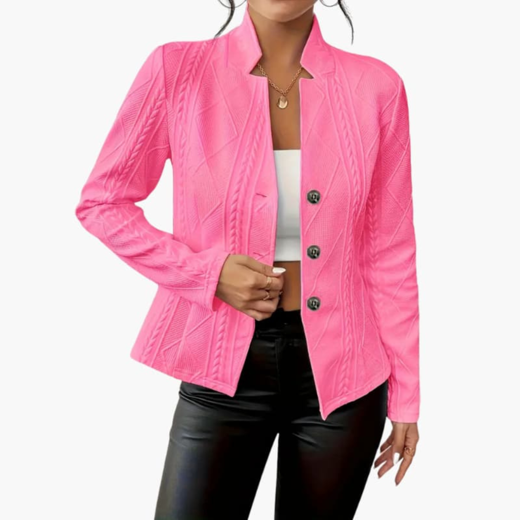 Kvinners Blazer med Revers og Knapp Lukking