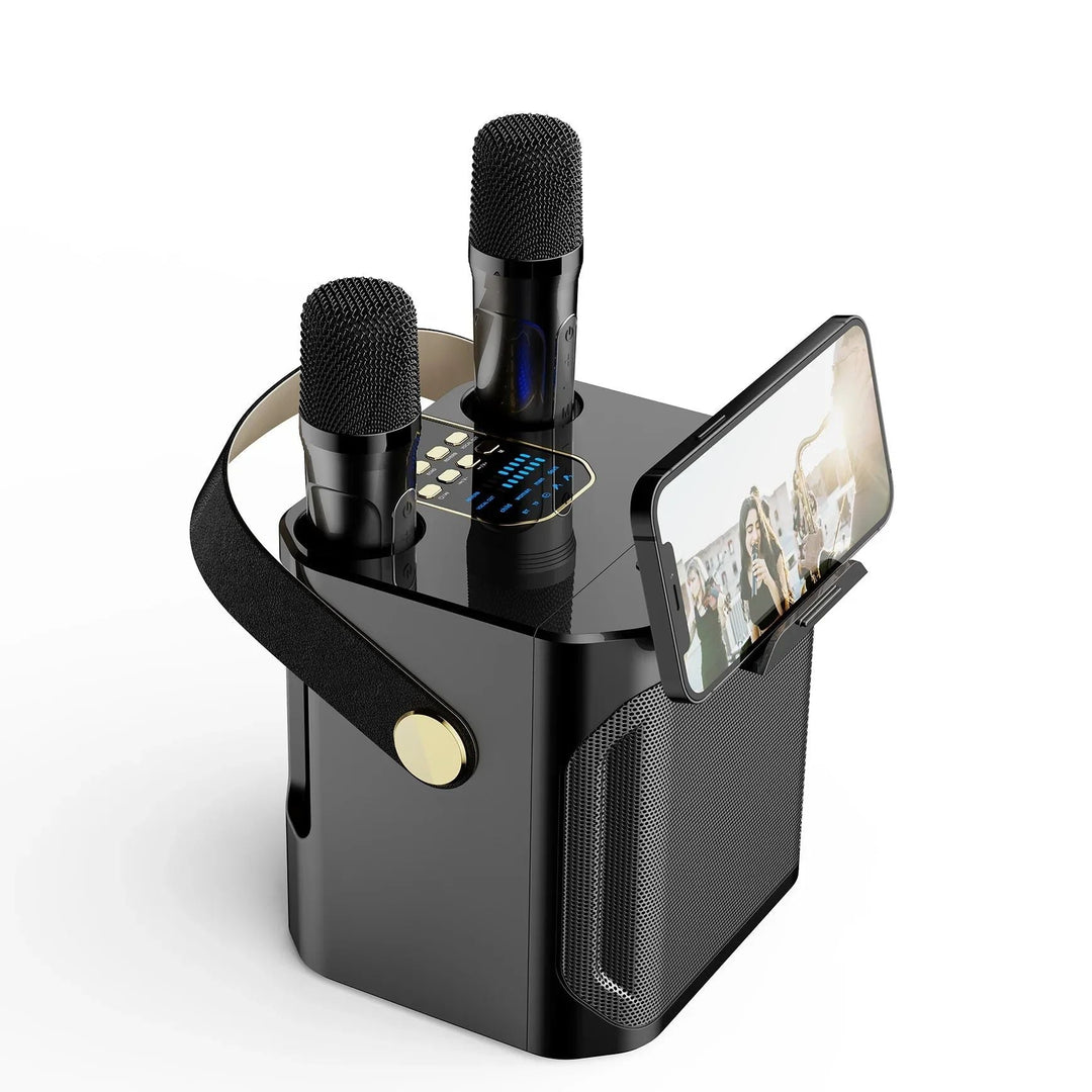 Kraftig Bluetooth Karaoke-Høyttaler – Bærbar Trådløs Subwoofer med 360° Surroundlyd og Dobbel Mikrofon