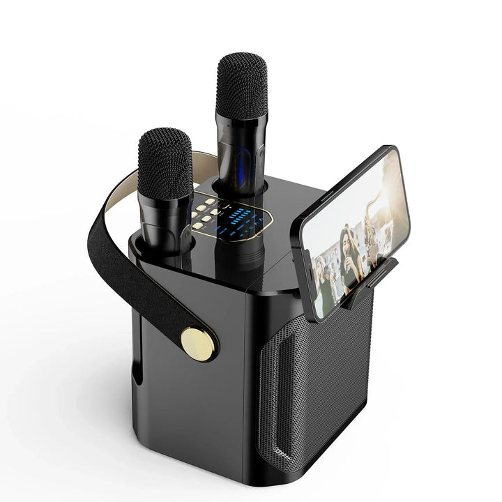 Kraftig Bluetooth Karaoke-Høyttaler – Bærbar Trådløs Subwoofer med 360° Surroundlyd og Dobbel Mikrofon