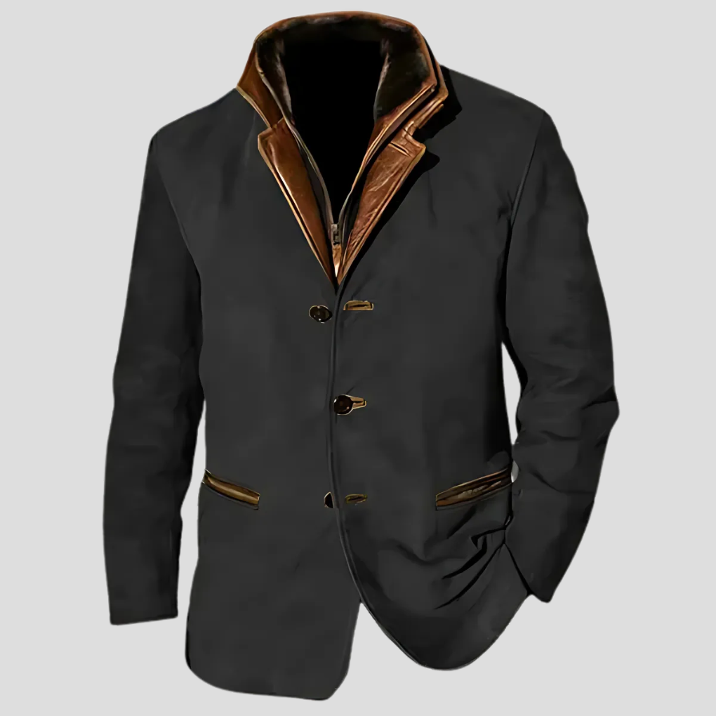 Men's jacket with retro collar and contrast collar