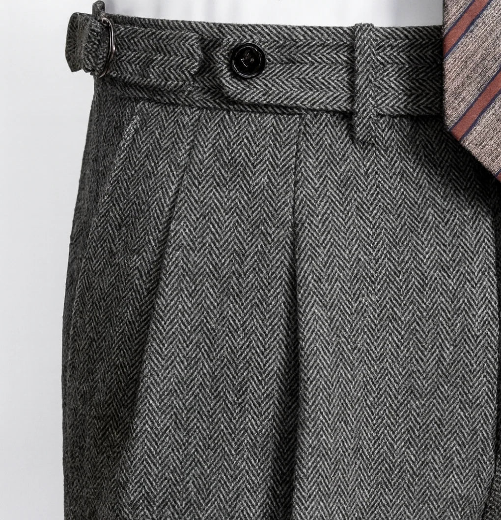 Herrebukser i ull med belte Elegant stil for formelle og smart-casual anledninger