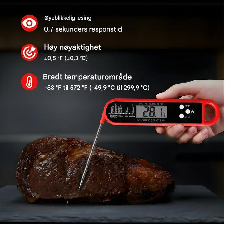 Les Kjøtttermometer