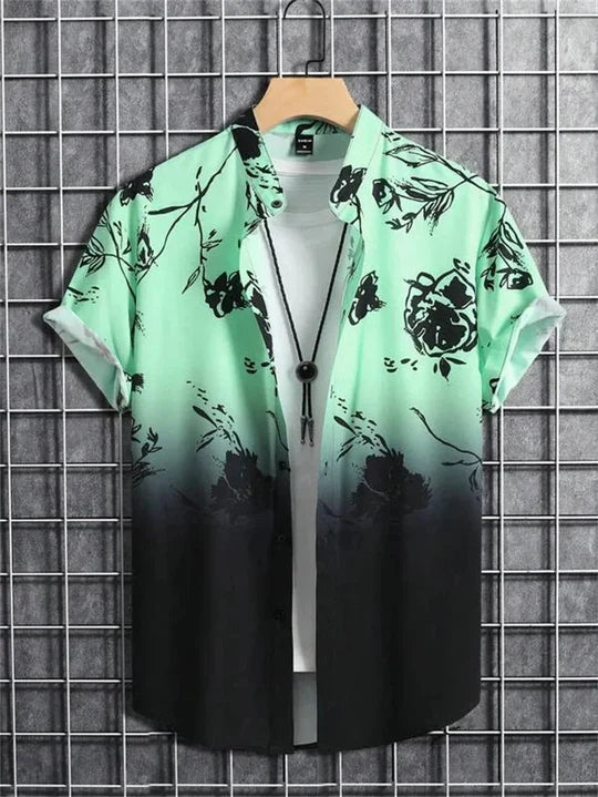 Hawaiian shirt with 3D floral print