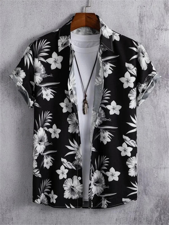 Hawaiian shirt with 3D floral print