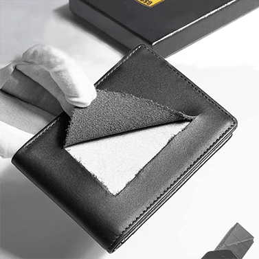 Slank RFID-lommebok for menn | Kortholder i skinn | Svart