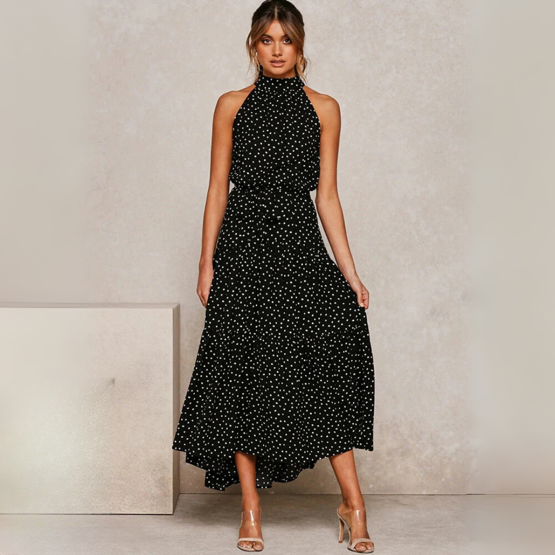 Polka Dot Fit-and-Flare Midi Dress