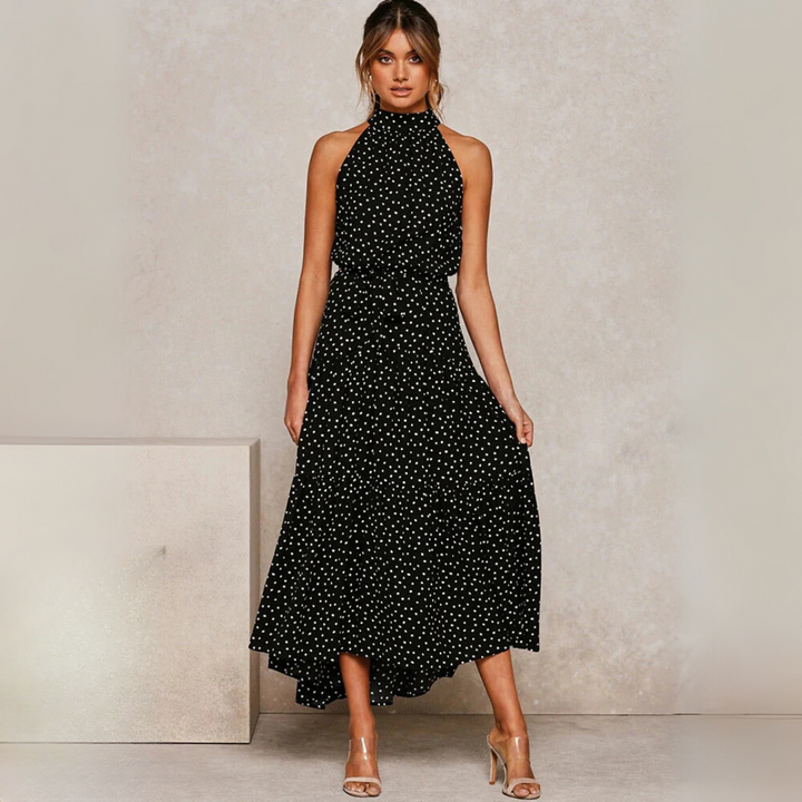 Polka Dot Fit-and-Flare Midi Dress