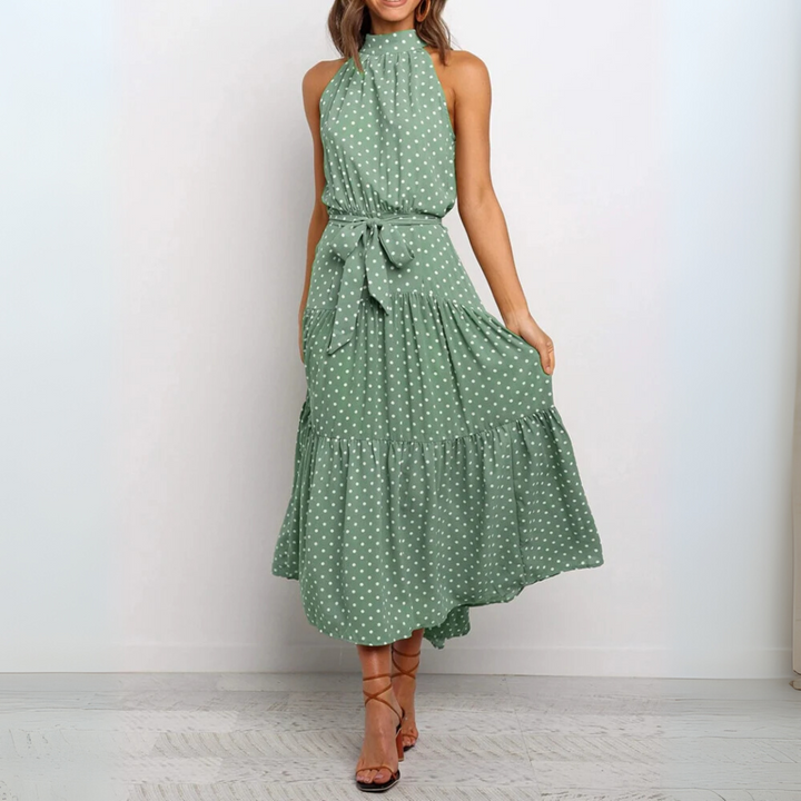 Polka Dot Fit-and-Flare Midi Dress